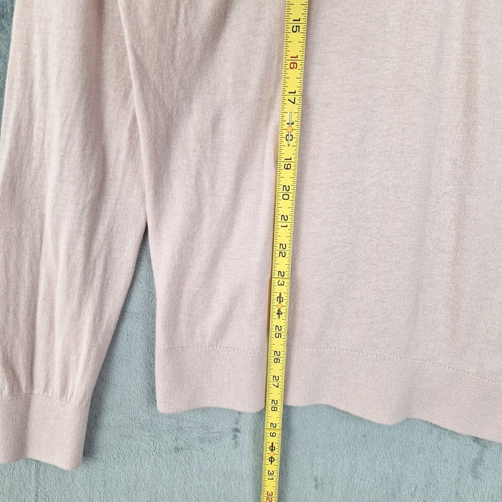 Quince Sweater Large Pink Organic Cotton Cashmere Blend Preppy Quiet Luxury - Picture 4 of 7